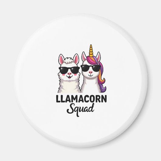 Llamacorn Squad Grappige Eenhoorn Llama Squad Kers Magneet (Voorkant)