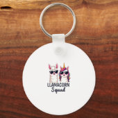 Llamacorn Squad Grappige Eenhoorn Llama Squad Kers Sleutelhanger (Voorkant)