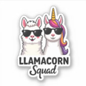 Llamacorn Squad Grappige Eenhoorn Llama Squad Kers Sticker (Voorkant)