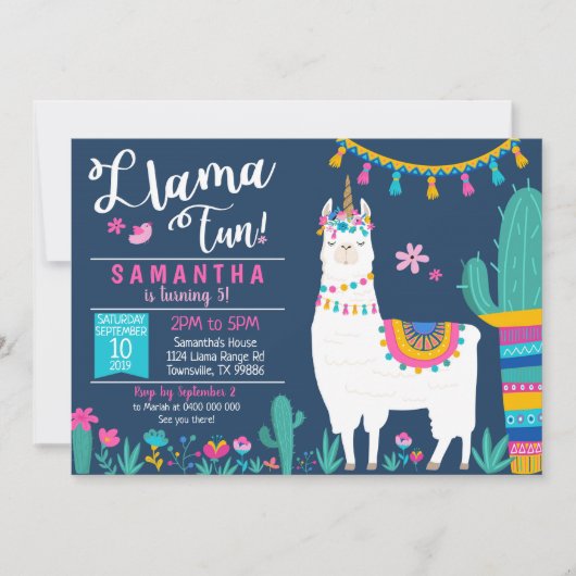 Llamacorn Uitnodiging - Llamacorn Fun Uitnodiging (Voorkant)