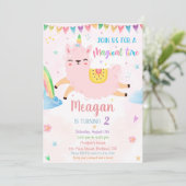 Llamacorn verjaardagsuitnodiging Magische verjaard Kaart (Staand voorkant)