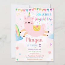 Llamacorn verjaardagsuitnodiging Magische verjaard