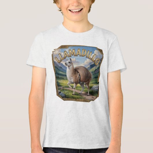 Llamadillo Fotografisch – Llama Armadillo Grappig Tri-Blend Shirt (Voorkant)