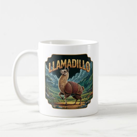 Llamadillo illustratie Combo Creature Funny Koffiemok (Links)