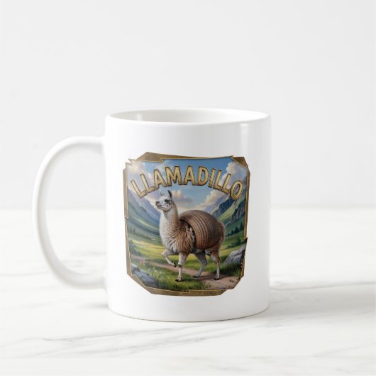 Llamadillo Photographic – Llama Armadillo Funny Koffiemok (Links)