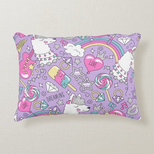 Llamapatroon 1 accent kussen (Voorkant)