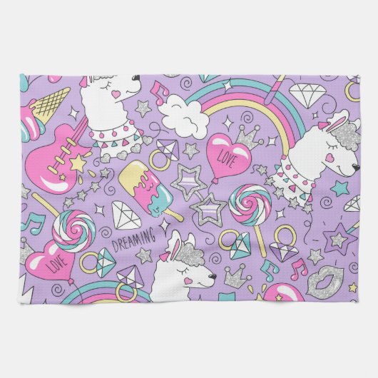 Llamapatroon 1 theedoek (Horizontaal)