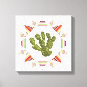 Llamarama Collectie   Cactus Circle Canvas Afdruk