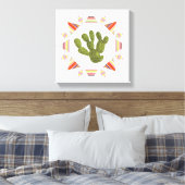 Llamarama Collectie | Cactus Circle Canvas Afdruk (Insitu (Slaapkamer))
