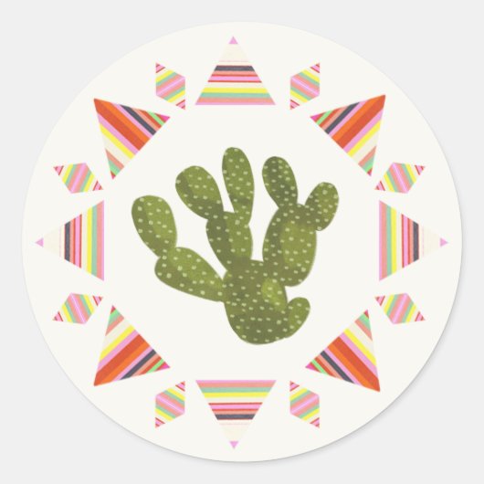Llamarama Collectie | Cactus Circle Ronde Sticker (Voorkant)