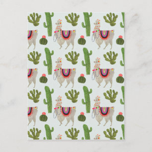 Llamarama Collectie   Cactus & Llama Pattern Briefkaart