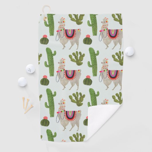 Llamarama Collectie | Cactus & Llama Pattern Golfhanddoek (Insitu)