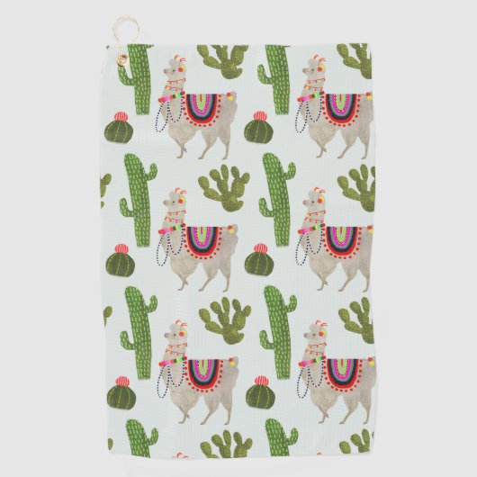 Llamarama Collectie | Cactus & Llama Pattern Golfhanddoek (Voorkant)