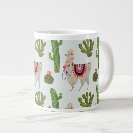 Llamarama Collectie | Cactus & Llama Pattern Grote Koffiekop (Voorkant rechts)