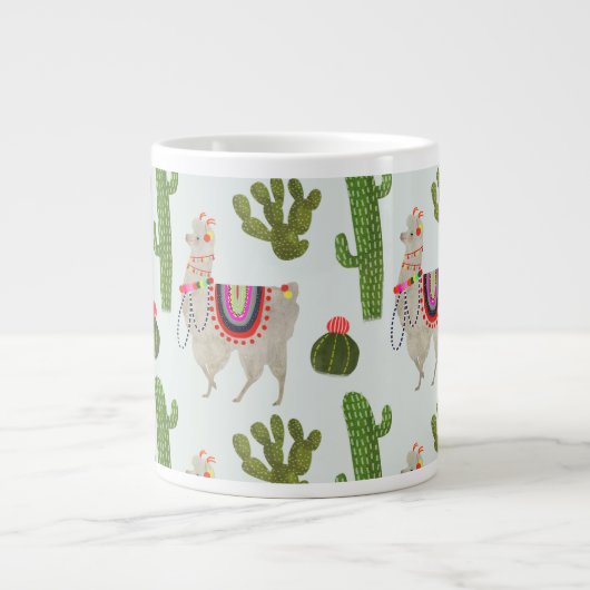 Llamarama Collectie | Cactus & Llama Pattern Grote Koffiekop (Voorkant)