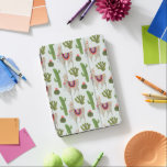 Llamarama Collectie | Cactus & Llama Pattern iPad Pro Cover<br><div class="desc">Geniet van dit nieuwe,  creatieve lamaontwerp op een product of mapparaat om de wereld om je heen te verbeteren en te vergroten. Artiest: Victoria Borges</div>