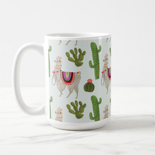 Llamarama Collectie | Cactus & Llama Pattern Koffiemok (Links)