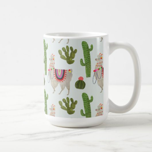 Llamarama Collectie | Cactus & Llama Pattern Koffiemok (Rechts)