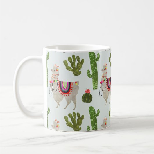 Llamarama Collectie | Cactus & Llama Pattern Koffiemok (Links)