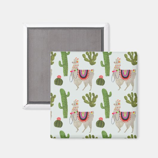 Llamarama Collectie | Cactus & Llama Pattern Magneet (Voorkant / Achterkant)