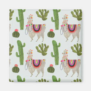 Llamarama Collectie   Cactus & Llama Pattern Magneet