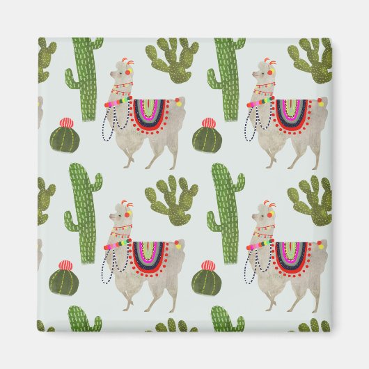 Llamarama Collectie | Cactus & Llama Pattern Magneet (Voorkant)