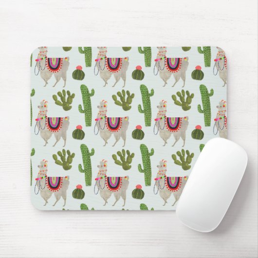Llamarama Collectie | Cactus & Llama Pattern Muismat (Met muis)