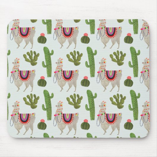 Llamarama Collectie | Cactus & Llama Pattern Muismat (Voorkant)