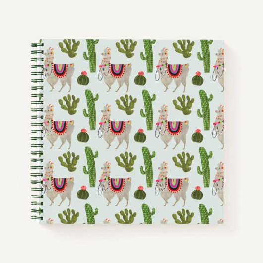 Llamarama Collectie | Cactus & Llama Pattern Notitieboek (Voorkant)