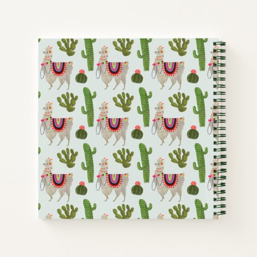 Llamarama Collectie | Cactus & Llama Pattern Notitieboek (Achterkant)