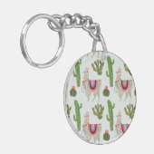 Llamarama Collectie | Cactus & Llama Pattern Sleutelhanger (Voorkant Links)
