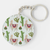 Llamarama Collectie | Cactus & Llama Pattern Sleutelhanger (Achterkant)