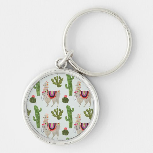 Llamarama Collectie | Cactus & Llama Pattern Sleutelhanger (Voorkant)