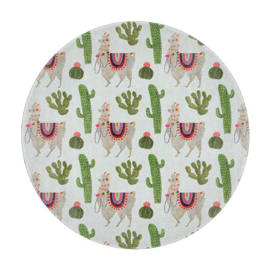 Llamarama Collectie | Cactus & Llama Pattern Snijplank (Voorkant)
