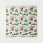 Llamarama Collectie | Cactus & Llama Pattern Wandkleed (Voorkant (horizontaal))