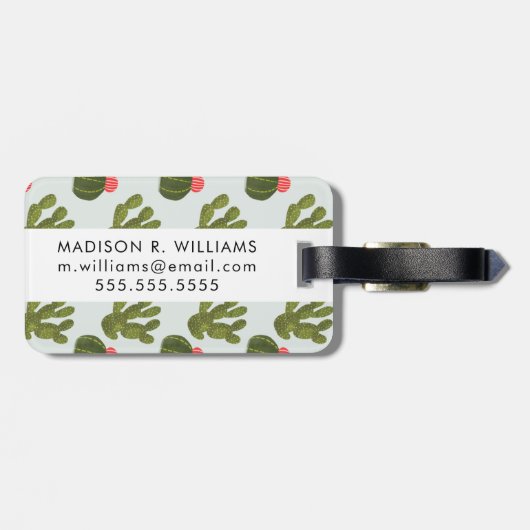 Llamarama Collectie | Cute Cactus Pattern Bagagelabel (Achterkant horizontaal)