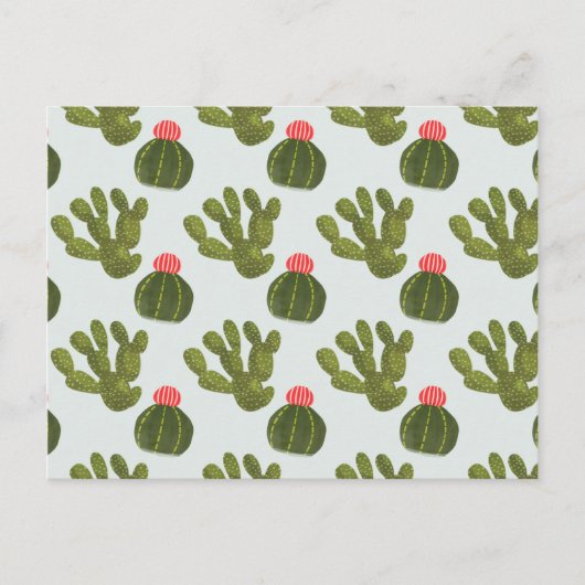 Llamarama Collectie | Cute Cactus Pattern Briefkaart (Voorkant)
