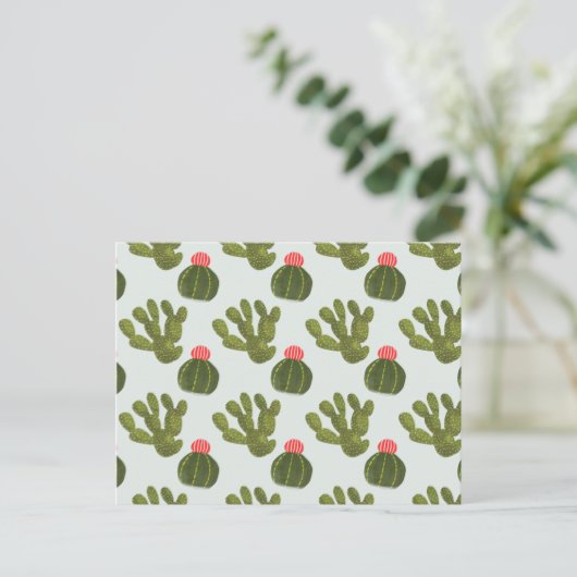 Llamarama Collectie | Cute Cactus Pattern Briefkaart (Staand voorkant)