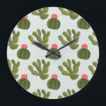 Llamarama Collectie | Cute Cactus Pattern Grote Klok<br><div class="desc">Geniet van dit nieuwe creatieve schattige cactus patroon op een product of een behendig stuk om de wereld om je heen te verbeteren en te vergroten. Artiest: Victoria Borges</div>