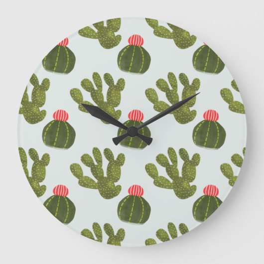 Llamarama Collectie | Cute Cactus Pattern Grote Klok (Voorkant)