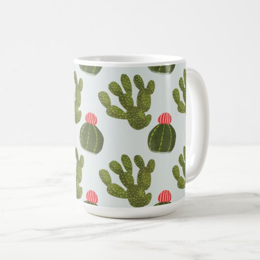Llamarama Collectie | Cute Cactus Pattern Koffiemok (Voorkant rechts)