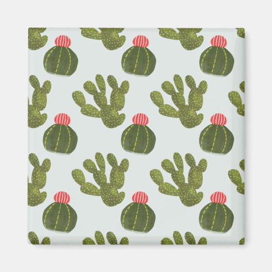 Llamarama Collectie | Cute Cactus Pattern Magneet (Voorkant)
