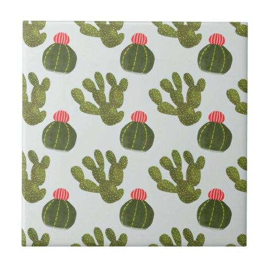 Llamarama Collectie | Cute Cactus Pattern Tegeltje (Voorkant)