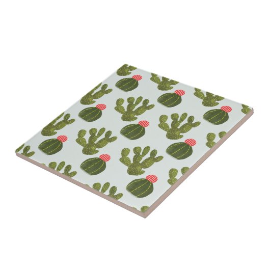 Llamarama Collectie | Cute Cactus Pattern Tegeltje (Zijkant)