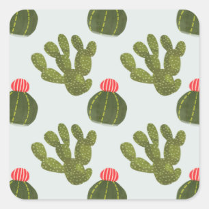 Llamarama Collectie Cute Cactus Pattern Vierkante Sticker