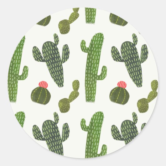 Llamarama Collectie | Cute Cactus Ronde Sticker (Voorkant)