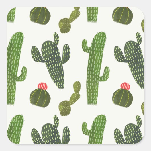 Llamarama Collectie | Cute Cactus Vierkante Sticker (Voorkant)