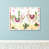 Llamarama Collectie | Cute Lllamas Canvas Afdruk (Insitu (Houten vloer))
