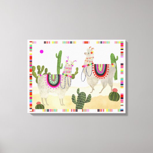 Llamarama Collectie | Cute Lllamas Canvas Afdruk (Voorkant)
