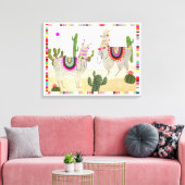 Llamarama Collectie | Cute Lllamas Canvas Afdruk (Insitu (Woonkamer))